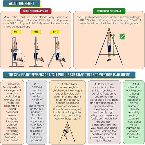 Miniatura 3 de Estación de inmersión KT alta y plegable para dominadas, torre de energía, estable, ajustable, multifuncional, máquina de ejercicio duradera,