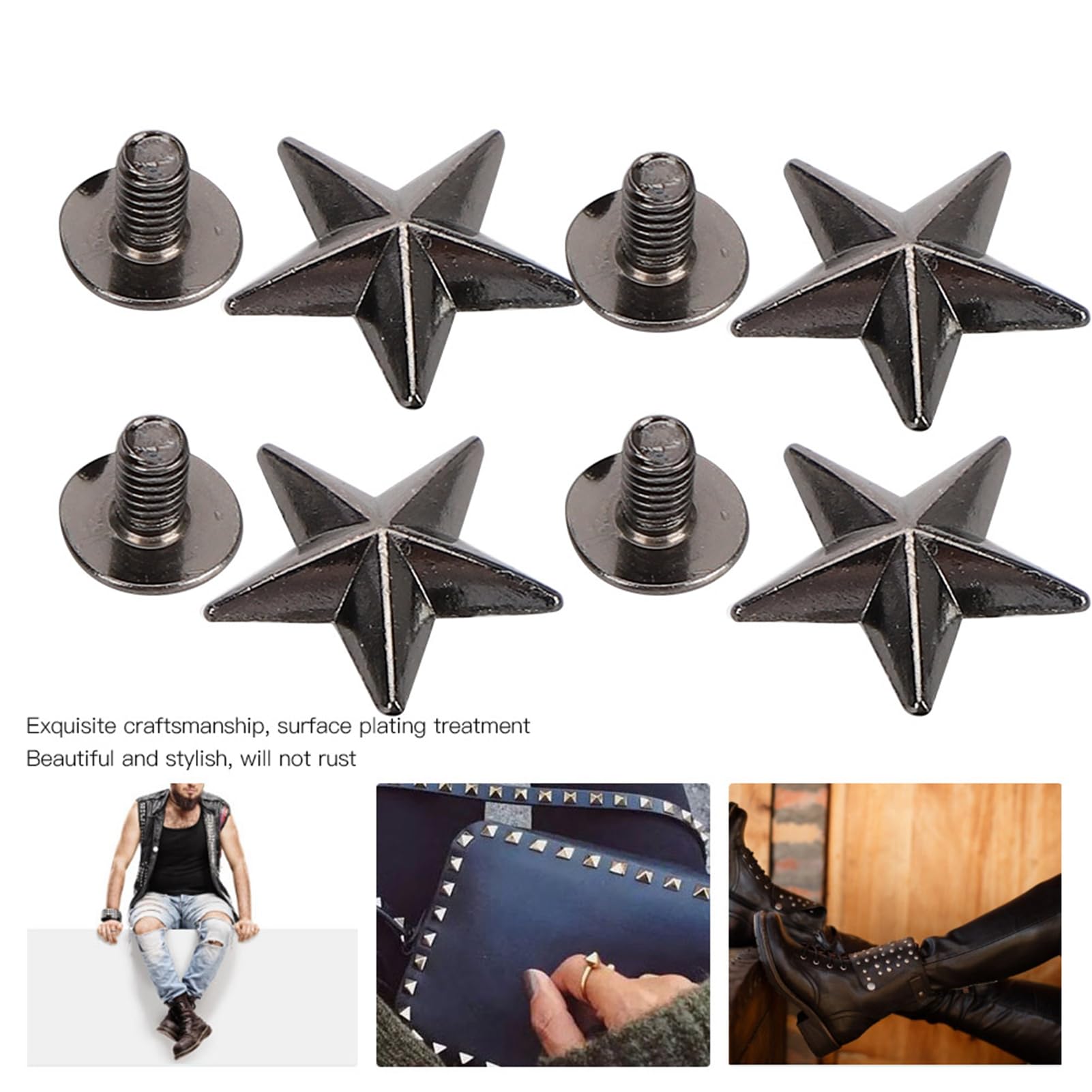 Juego de 50 remaches de estrella de aleación de zinc de 14 cm, remaches de tornillo de estrella para ropa, zapatos, manualidades, bolsos