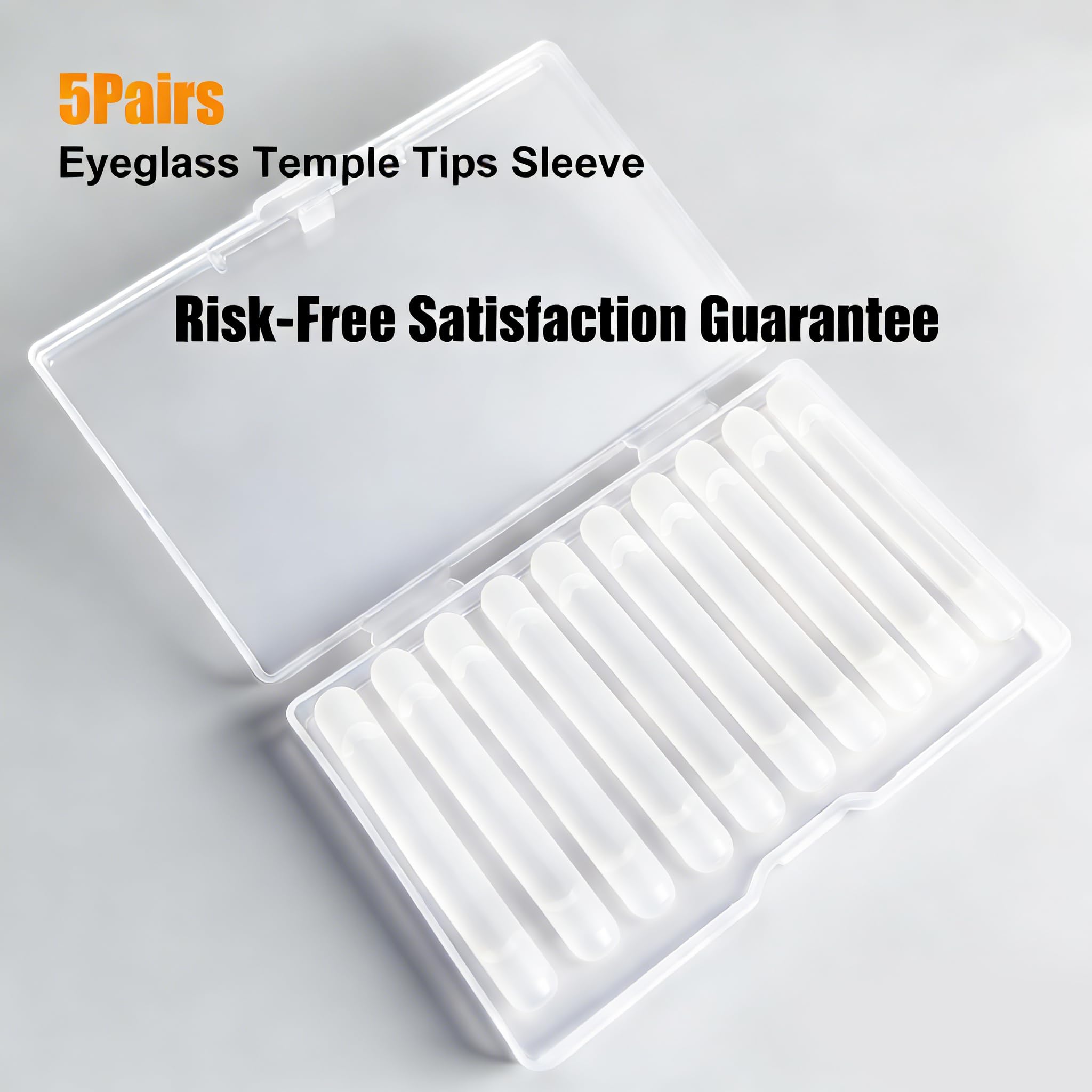 PTSLKHN Retenedor de silicona para gafas, 5 pares de retenedores elásticos antideslizantes para gafas, Transparente, 5
