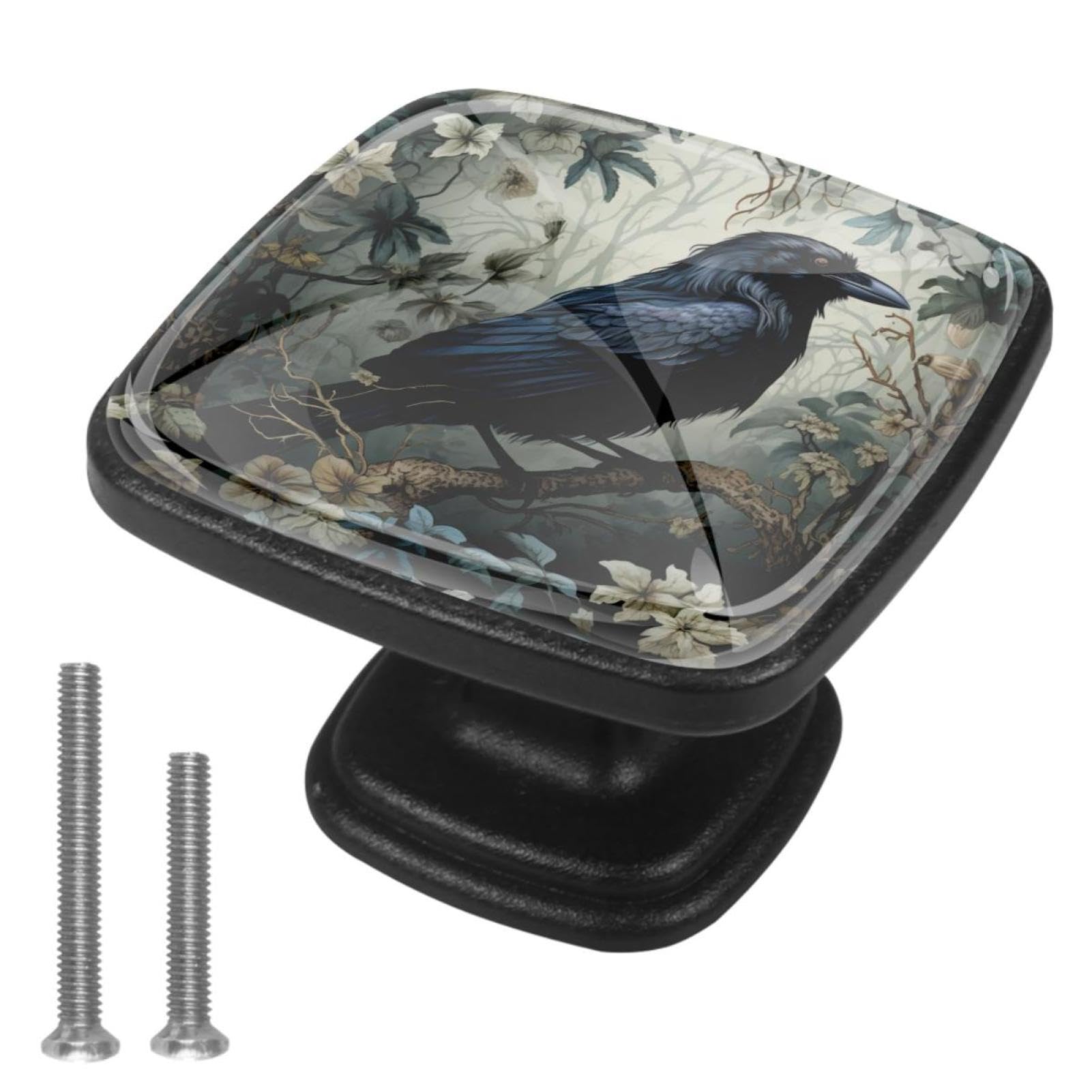 Boutons d'armoire carrés noirs en lot de 4 pour tiroirs de cuisine