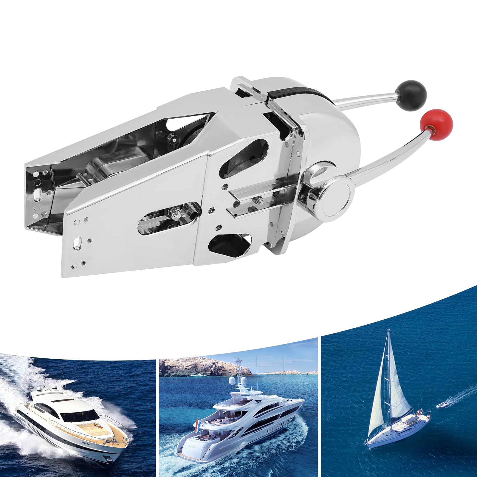 Eleeferri Universal Boat Dual Lever Throttle Control,Marine Top Mount Twin Lever Boat Engine Controller Zinc Alloy Dual Handle Outboard Gear Shift for Boat Ship Dual Action Control Box
