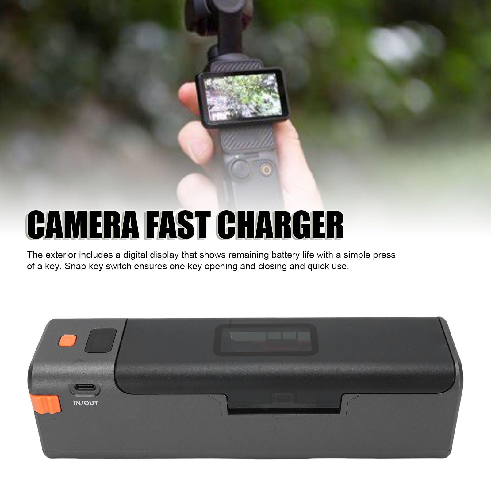 Custodia di Ricarica Rapida con Display Digitale per Fotocamera 3, Caricabatterie Esterno 9000mAh per Fotografi in Spostamento