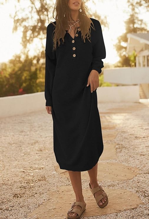 Cozy Pink Queen Waffle Knit Maxi Dress | Perfect Fall Outfit