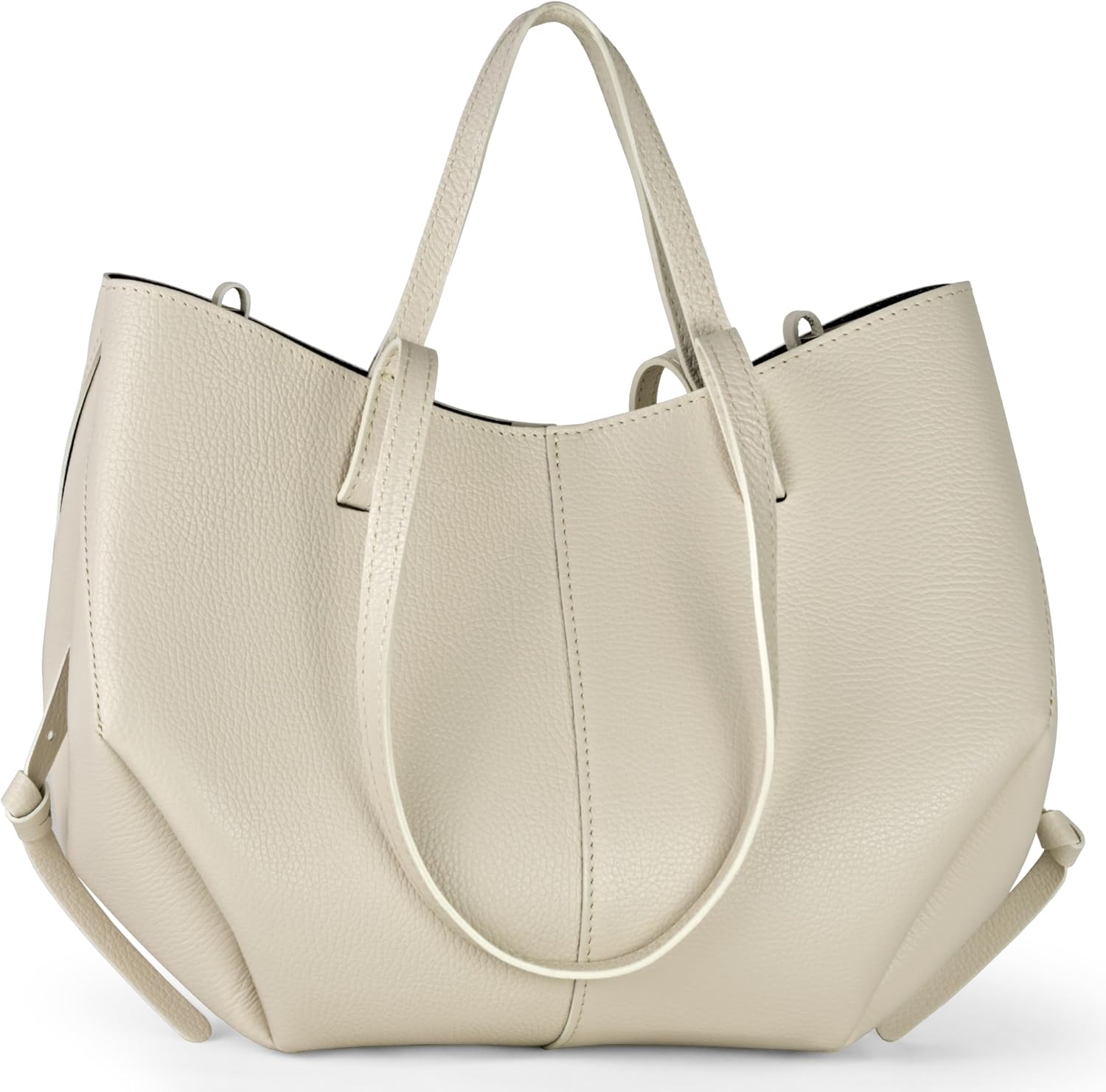 Italian Genuine Leather Tote Bag for Women with Dual Handles & Secure Closure | Convertible Calfskin Shopper Purse