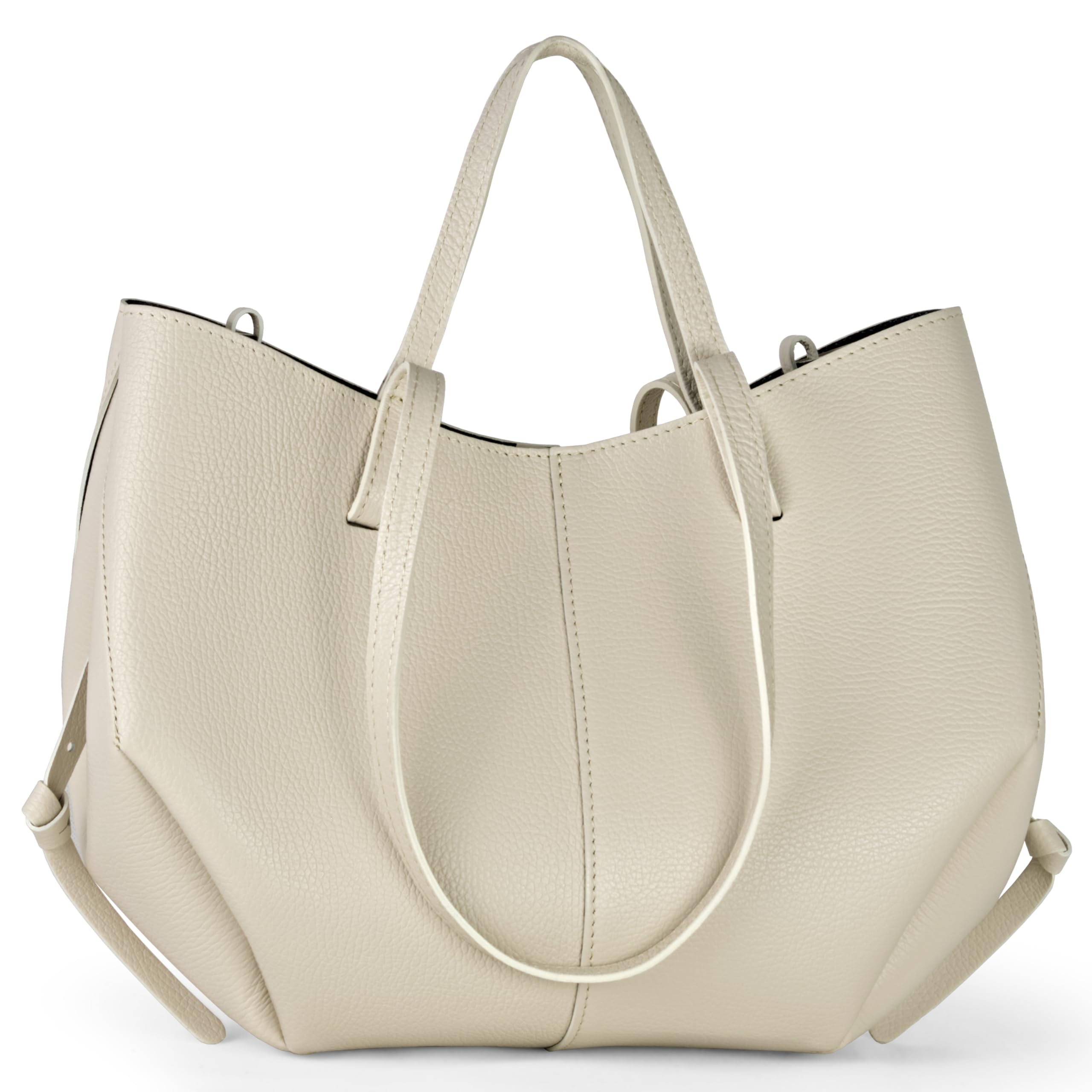 Piacenza Full-Grain Leather Tote by TAKEASY | two silhouettes, cinch snap sides, short an…