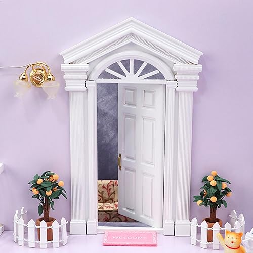 Miniatura 3 de Tnfeeon Puerta de casa de muñecas, muebles de casa de muñecas, puerta de casa de muñecas de madera, para decoración de casa de muñecas, dormitorio,