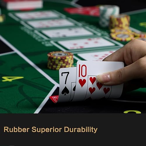 Miniatura 5 de JIESITE Tapete de póquer Texas Hold'em de 71 x 36 pulgadas, portátil, de goma, impermeable, reducción de ruido, adecuado para cualquier juego de