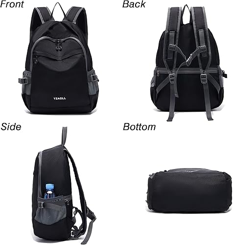 Miniatura 7 de YZAOLL Mochila de senderismo ligera y plegable, mochila de senderismo pequeña para mujeres y hombres, viajes, camping, vacaciones, A-20l-negro,