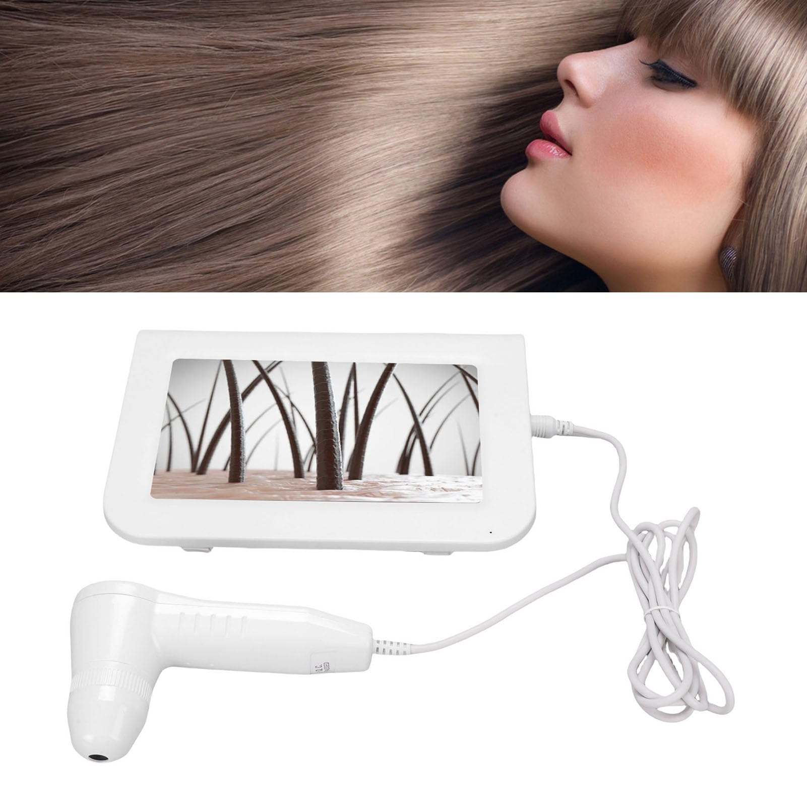 Analyseur de Cheveux de Diagnostic cutané de 9 Pouces, Objectif 50X 200X, Analyseur de Follicules Pileux Rechargeable, Analyseur de Détection de Peau Haute Résolution pour (Prise