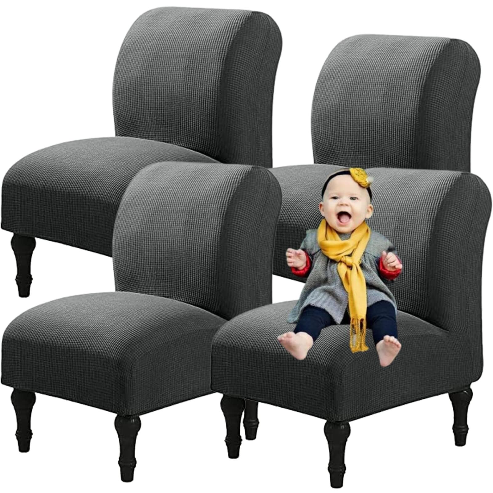 NMVAWIPT Armless Accent Chair Covers, Polyester+Spandex Stretch Slipcover, Removable Furniture Protector, For Home Hotel(#10,4pcs)
