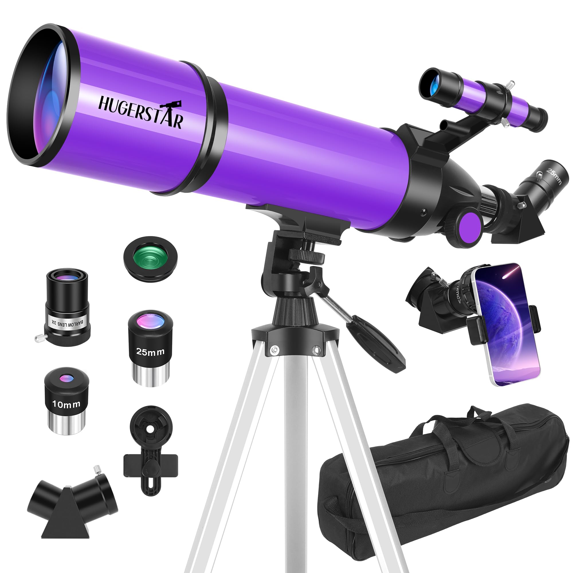 HUGERSTAR 80mm Refractor Telescope