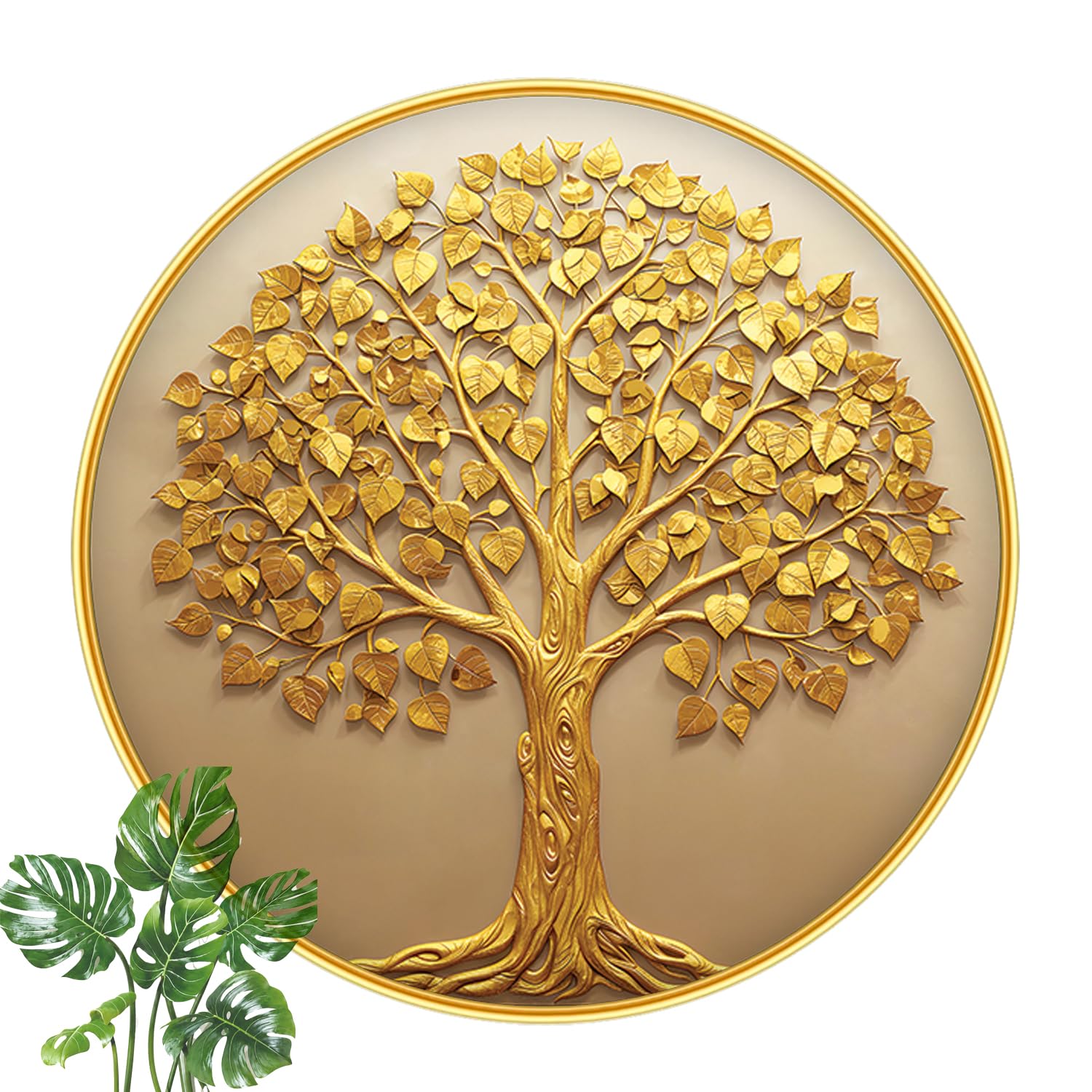 Dharvika Innovations Vastu kalpavriksha Money Golden Tree Photo Frame, Round, 16x16 Inch, Sparkle Laminated 52001-image-14