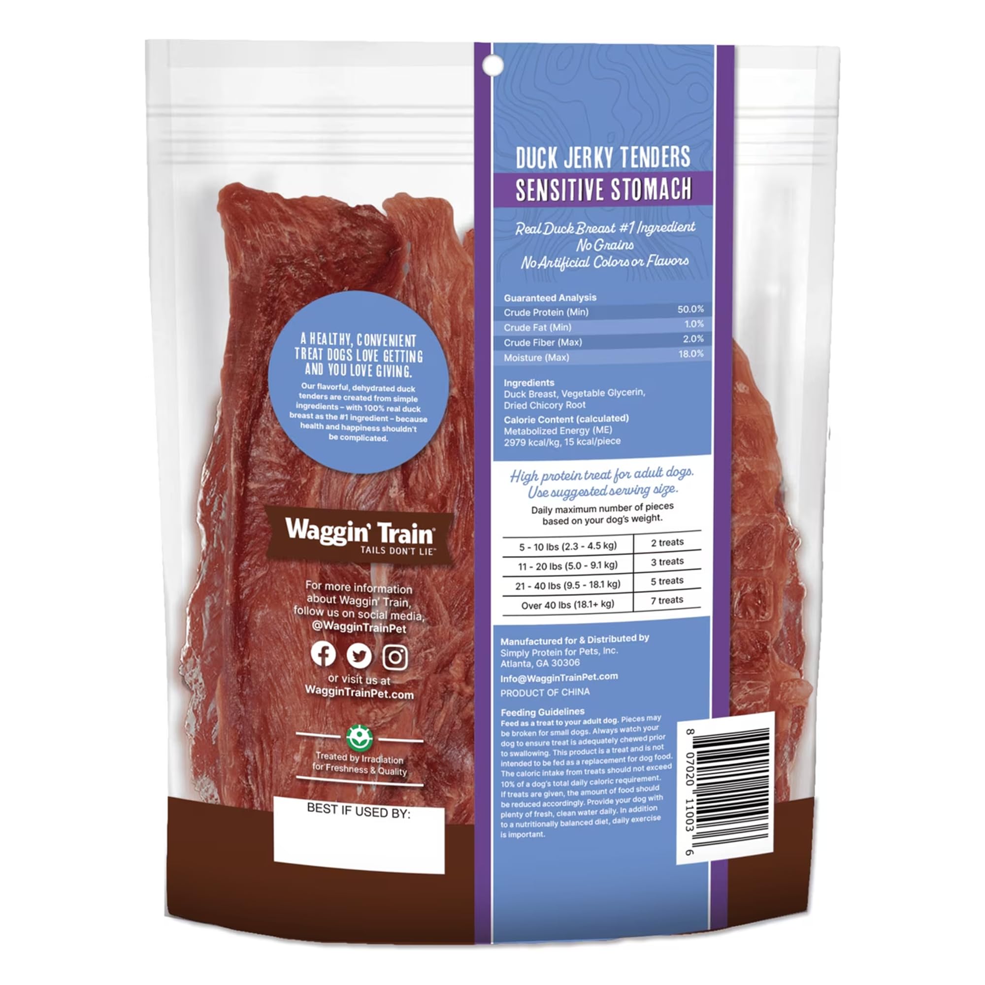 Waggin' Train Duck Jerky Tenders Sac de 340 ML sans céréales et friandises Riches en protéines pour Chien