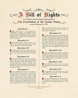 Constitution Bill of Rights Wall Art Prints - Unframed 8x10 - Patriotic Poster - American Decor for Home, Office, School - Historical Art Pictures - Inspirational Decorations for Wall