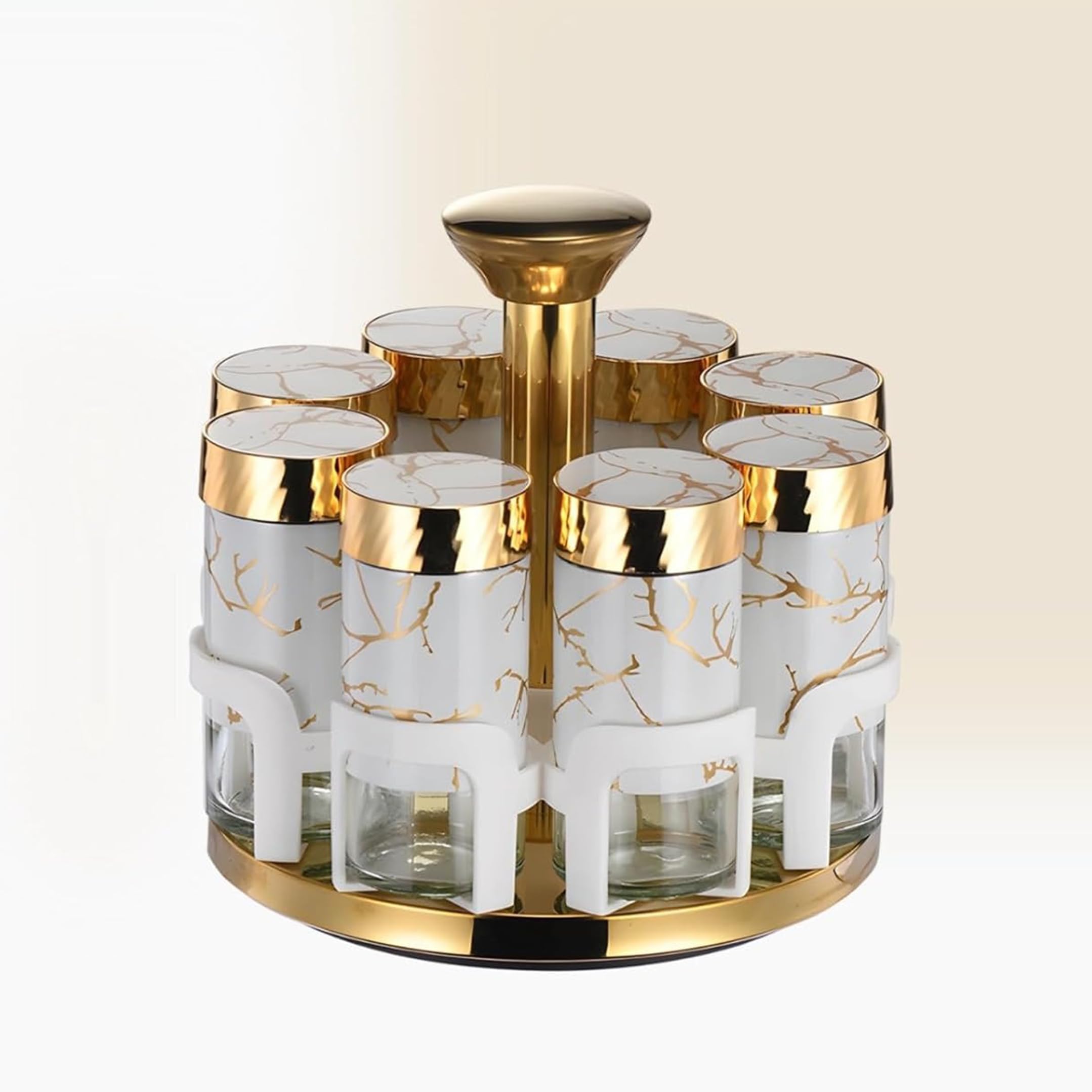 Estante giratorio para condimentos con botellas de 8 segundos, dispensador poroso para un uso fácil de cocina, torre Stora para especias, perfecto para cocinar en casa y preparar comidas