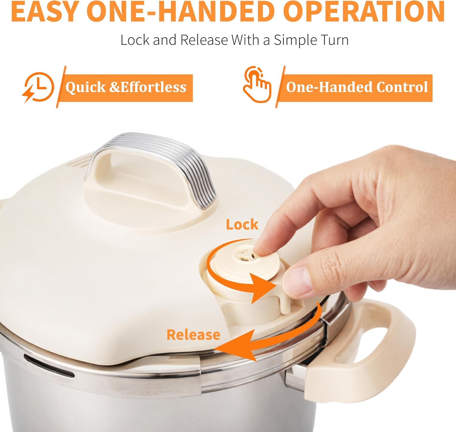 Pressure Cooker Stainless Steel Olla de Presion, 6 Quart, Pressure Canner 3-In-1 Stovetop Pressure Pot with Glass Lid & Steamer, One-Hand Locking, Induction & Gas Compatible