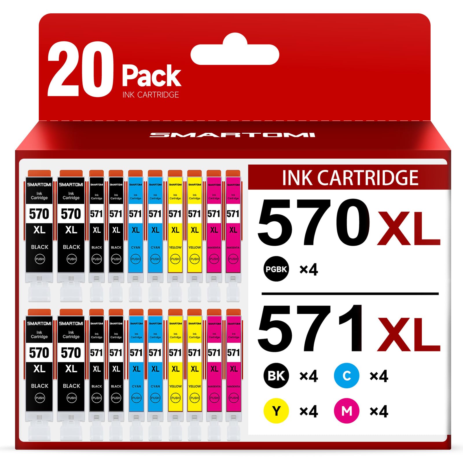 SMARTOMI 570 571 Printer Cartridges Replacement Compatible with Canon PGI-570 XL