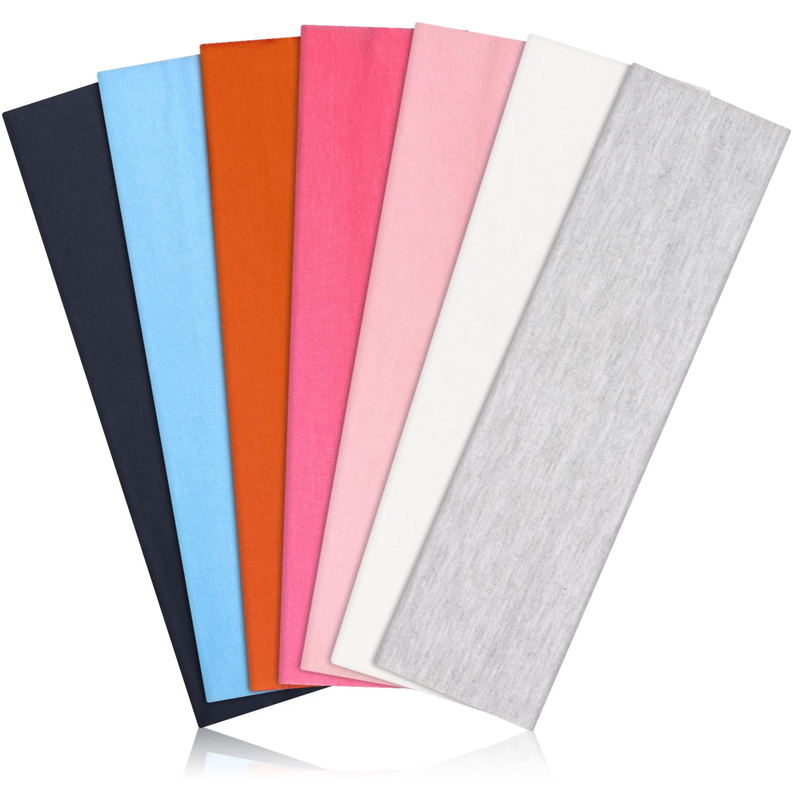 diyjibb Headbands for Women, Stretchy Non Slip Soft Cotton Cloth Hair Bands for Sports, Workout, Yoga and Running, 7pcs (Navy Blue，Light Blue，Orange，White，Pink，Light Grey，Peach)-picture-37