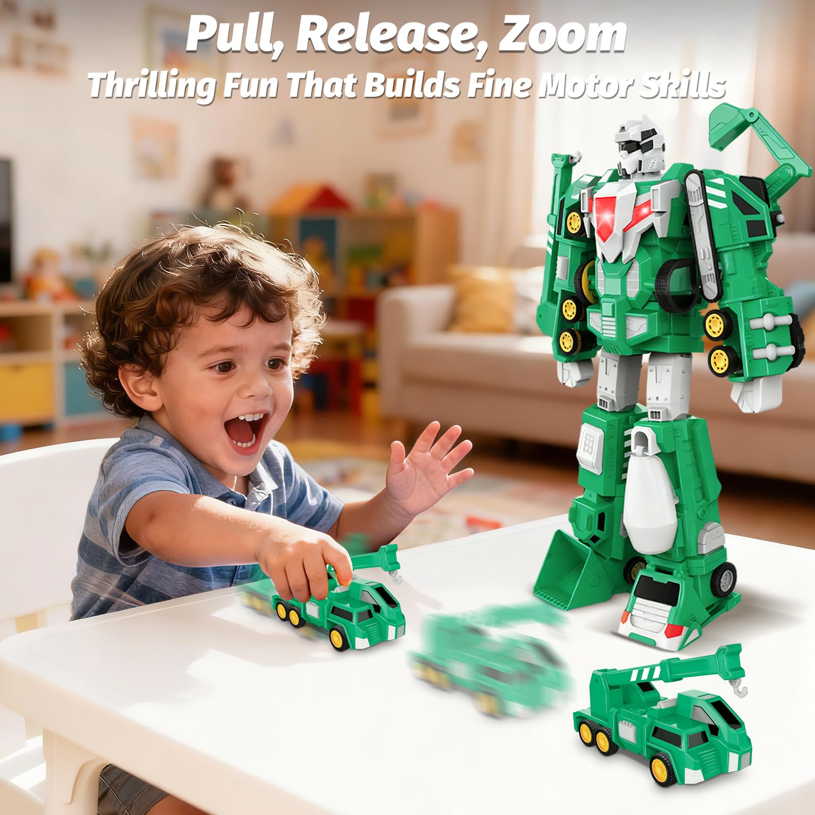 Laradola Toys for 3 4 5 6 Year Old Boys - Transform Robot Kids Toys Cars | STEM Building Toddler Toys for Ages 3+ | 5 in 1 Construction Christmas Birthday Gifts for Boys Girls