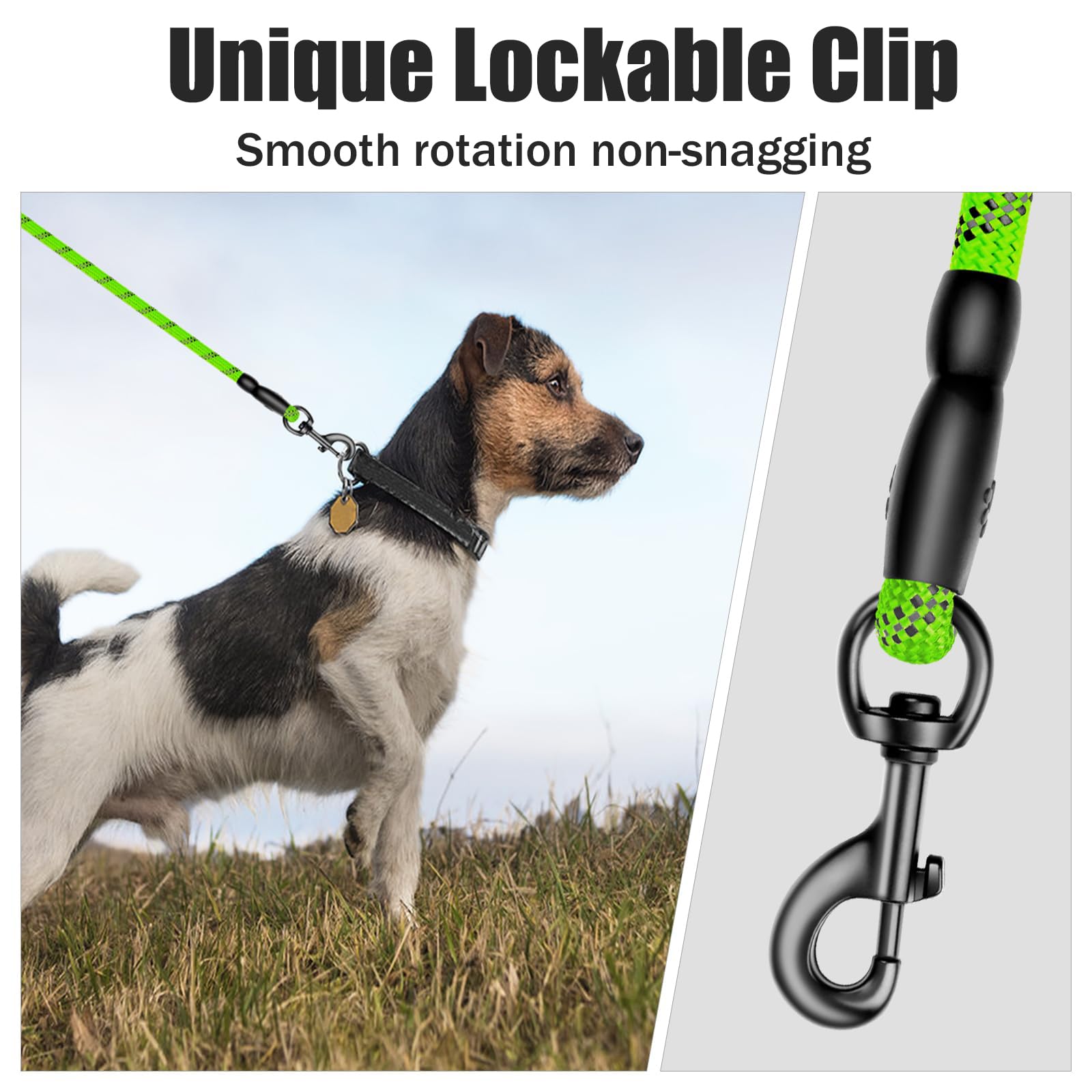 Slip Rope Dog Lead with Comfortable Padded Handle,1.5/2 m Reflective Dog Lead and Multi-Colour for Dogs 1.2 cm (Green, 200 * 1.2cm) - Image 4
