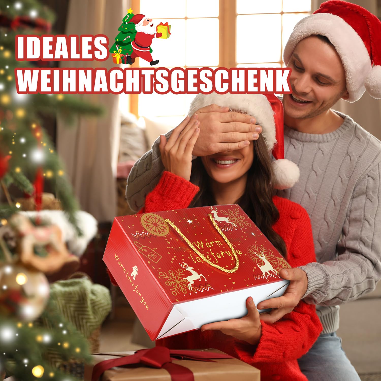 Weihnachtstasse, Tassenwärmer, Elektrischer Kaffeewärmer, Weihnachtstassen Set, Büro für Liebhaber von Wintergetränken (SDLR01)