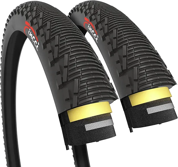 Fincci Pair 26x1.95 Bike Tire - Enduro 26 inch Bike Tires with 1 mm Nylon Puncture Resistant, 50-559 Foldable Mountain Bike Tires with Kevlar - 26" for Electric, Folding, Hybrid Bikes, MTB