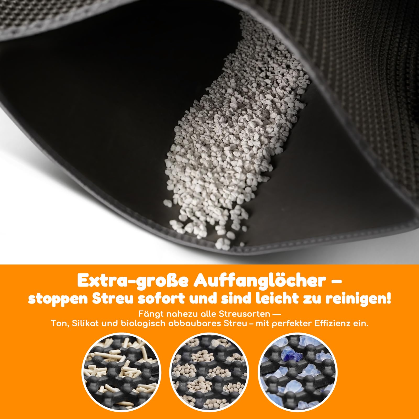 Katzenklo Matte 120x70cm Doppelschicht Katzenmatte Dunkelgrau | Wasserundurchlässig Katzenstreumatte mit Anti-Rutsch Bienenwabenmuster Katzenmatte für Alle Katzen