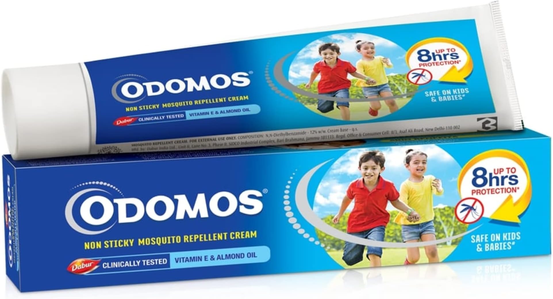 Dabur Odomos Non-Sticky Mosquito Repellent Cream with Vitamin E & Almond - 100g