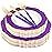 WDF 30Guest Purple Plastic Plates with Gold Rim & Disposable Gold Plastic Silverware With Purple Handle - Baroque Party Plates Mardi Gras Plate for Birthday Parties/Wedding