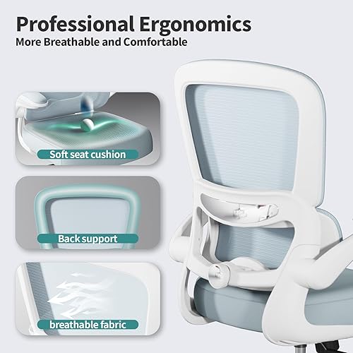 Miniatura 37 de Silla de oficina – Silla de escritorio ergonómica con soporte lumbar ajustable, silla de computadora de malla, silla ejecutiva para oficina en casa