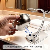 Vista 6 de GRUTTI Juego de cuenco y soporte de afeitar con base magnética, cuenco de acero 304 y soporte de aleación cromada, almacenamiento todo en uno, se