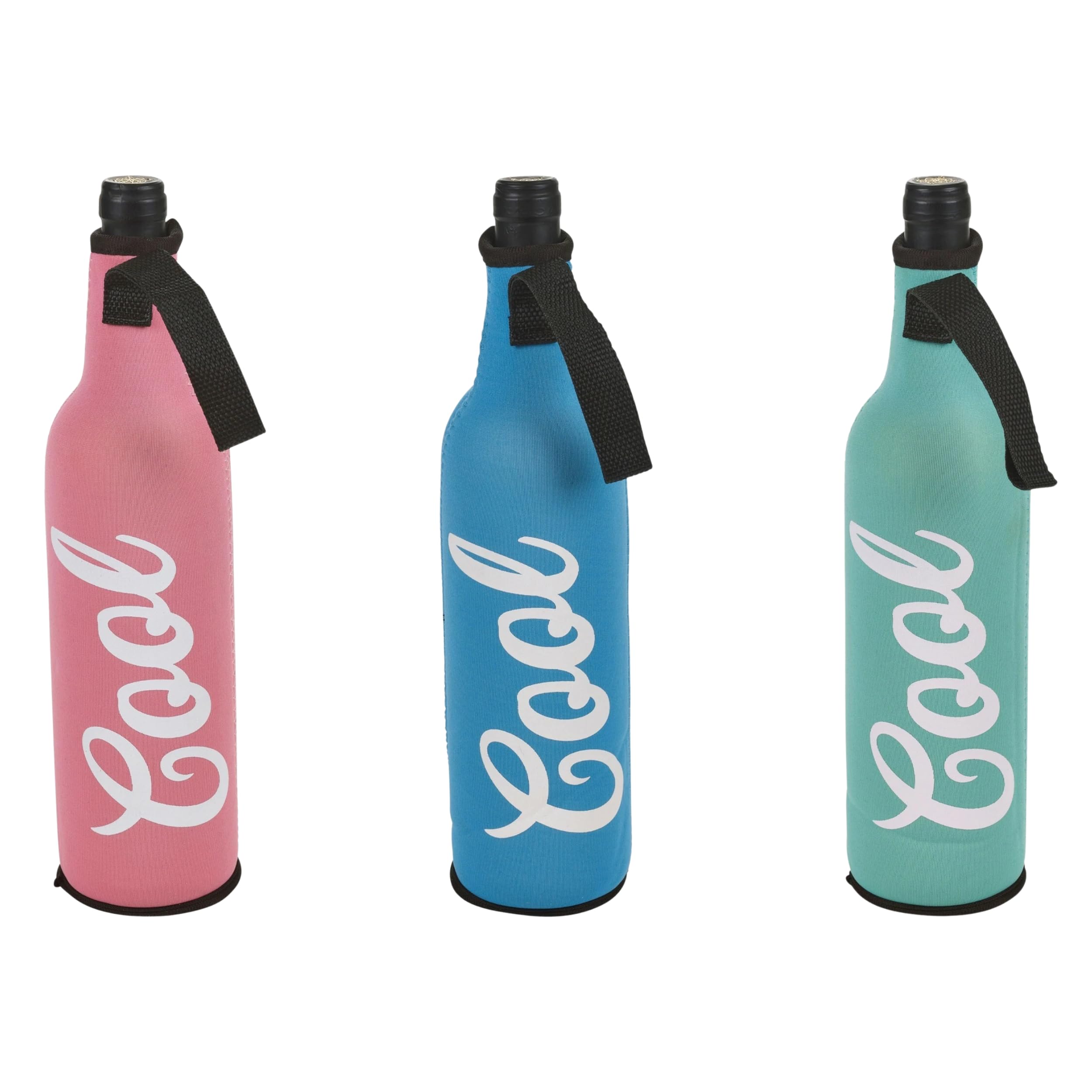 URBN-CHEF Zip Up Protective Insulating Neoprene 500ml Bottle Holder Sleeve Non Slip Coolerbag Water, Beer Jacket Covers for Travel, Sports, Hiking, Picnic, Beach, Park (One of Each, 3)