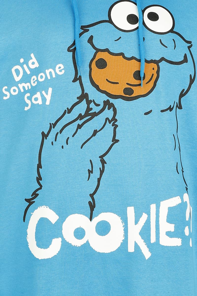 Sesame Street Cookie Monster - Did Someone Say Cookie?! - Oversize Donna Felpa con Cappuccio Blu