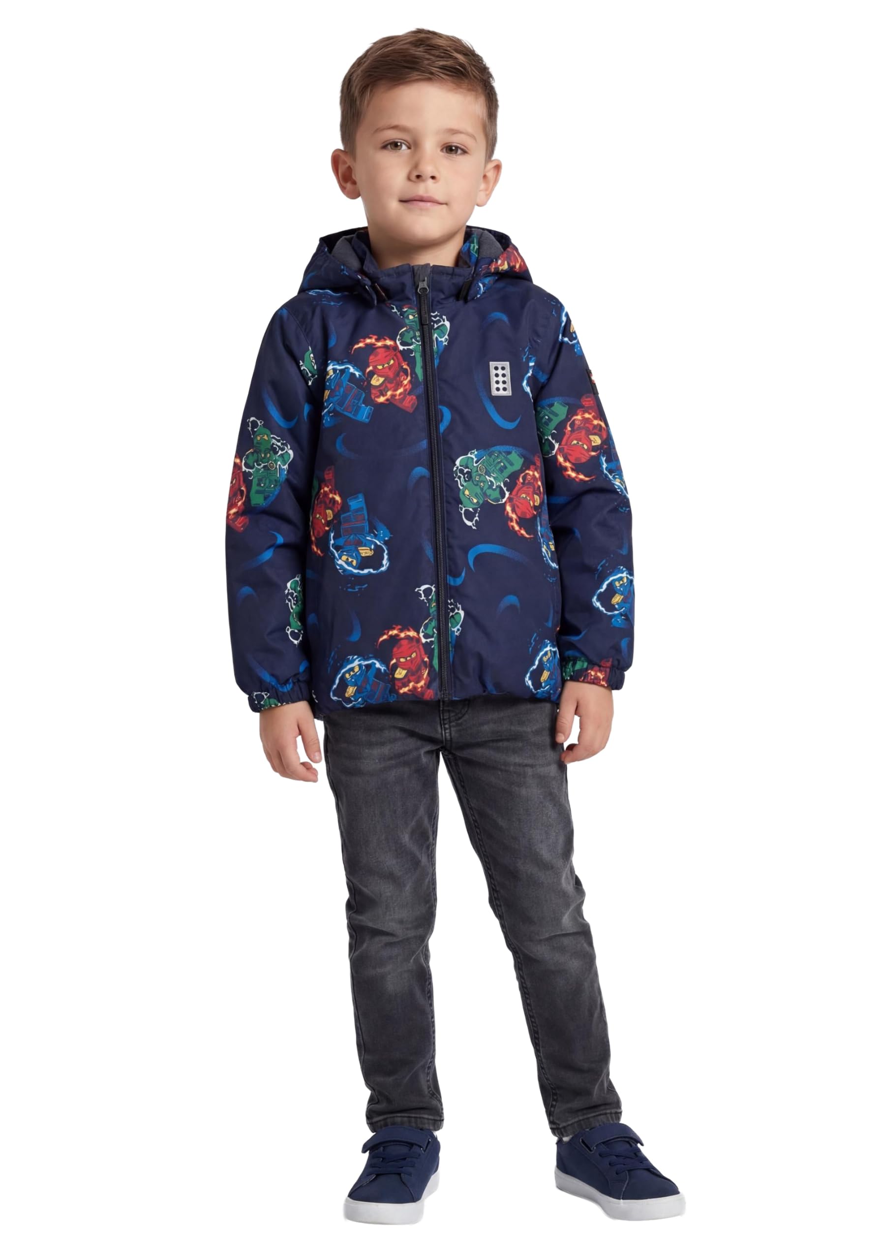 Kabooki LEGO® NINJAGO® Winterjacke für Jungen - Winddichte & Wasserabweisende (3.000 mm) Jacke mit All-Over Print | Abnehmbare Kapuze, Fleece-Futter & 3M Reflektoren