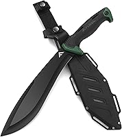 FLISSA 11" Bolo Machete with Patented Shock Absorbing Air Tech Handle - Fixed Blade Camp Knife for Bushcraft, Gardening, Brush Clearing, Includes Nylon Sheath