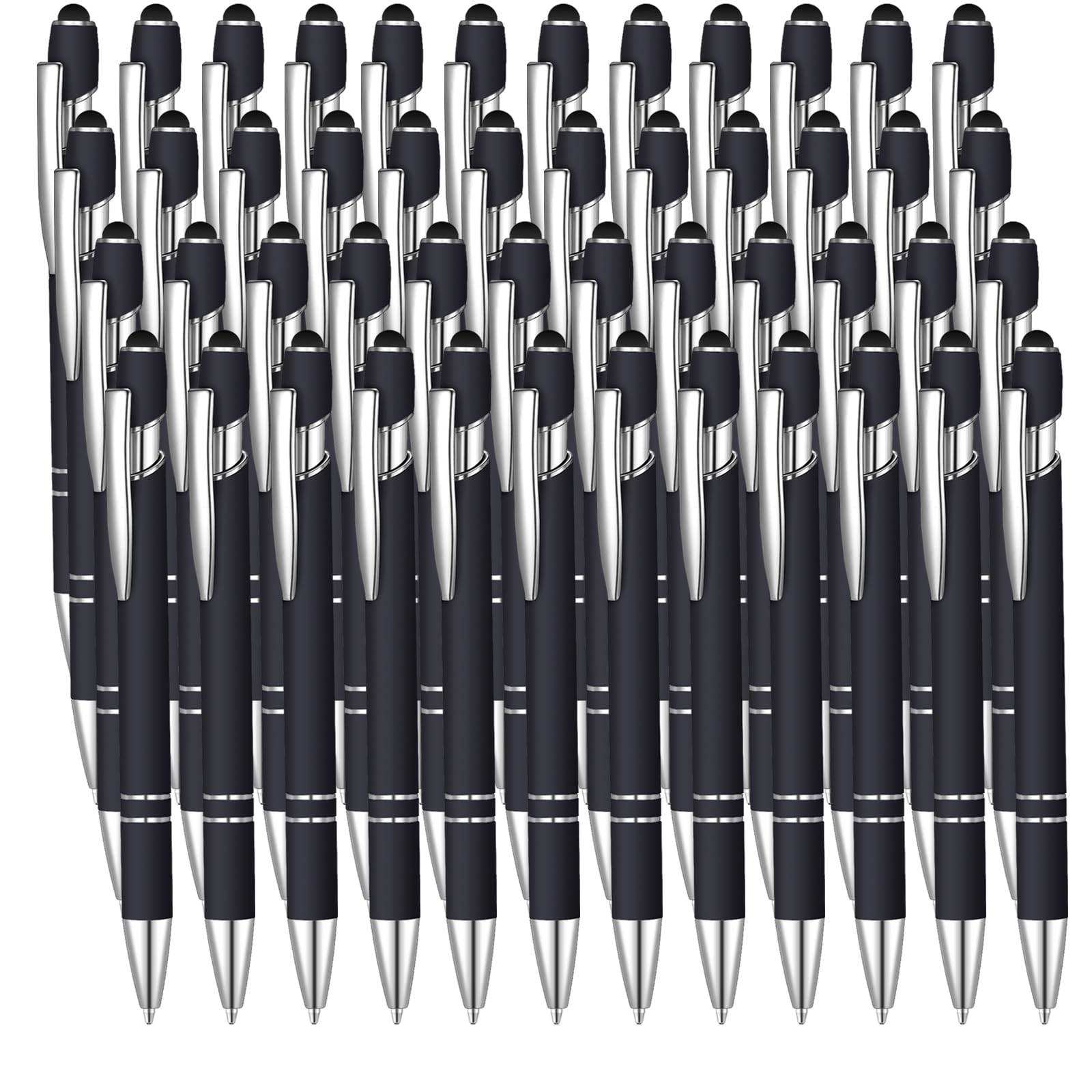 50 penne a sfera a inchiostro nero con stilo 2 in 1 penna a sfera per touch screen, penna di ringraziamento 2 in 1, regalo per colleghi, colleghi, ufficio (nero)