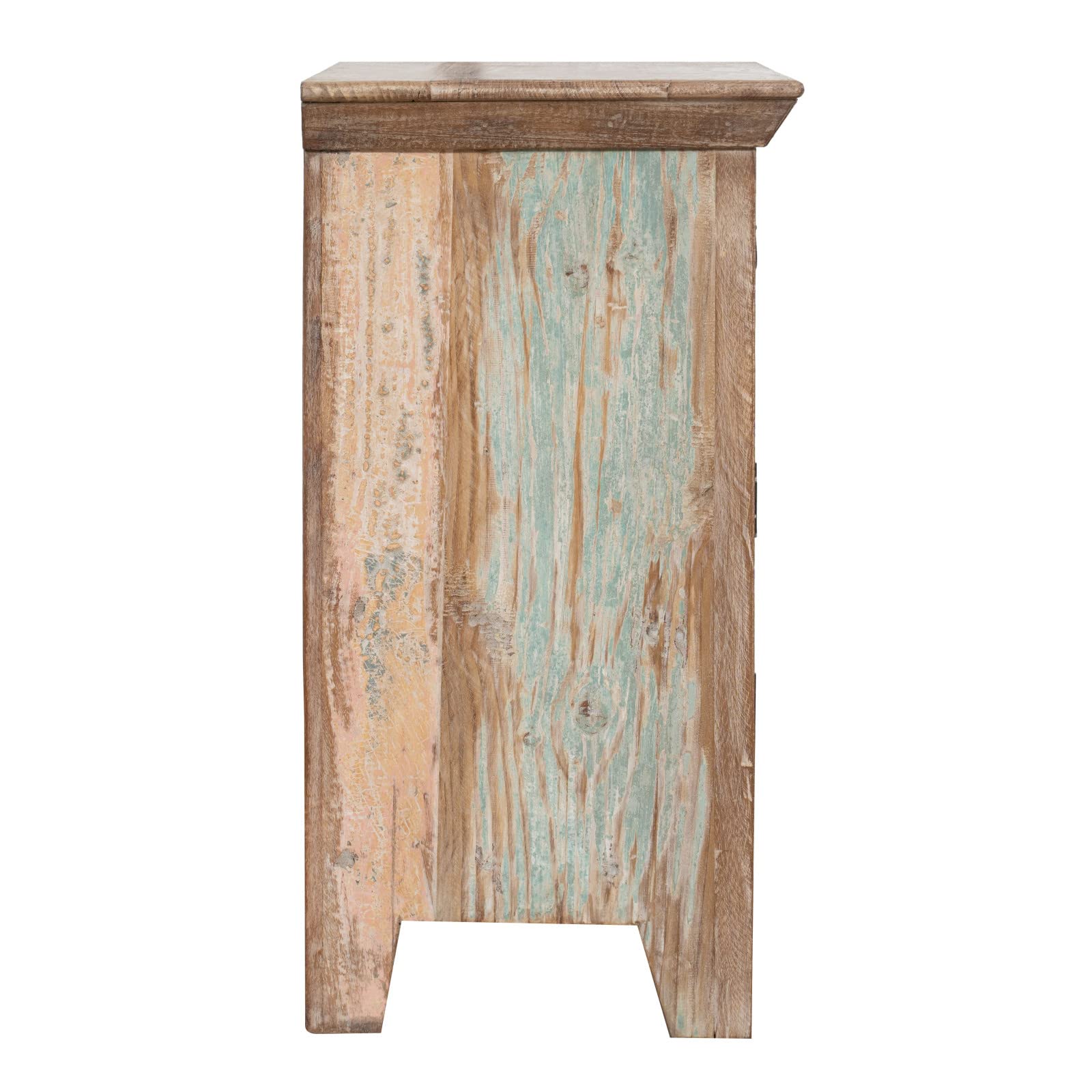 Biscottini Mesita de Noche de Madera reciclada 65 x 33 x 43 cm | Mesita de Noche Dormitorio rústico | Mesitas de Noche Vintage con Acabado Antiguo