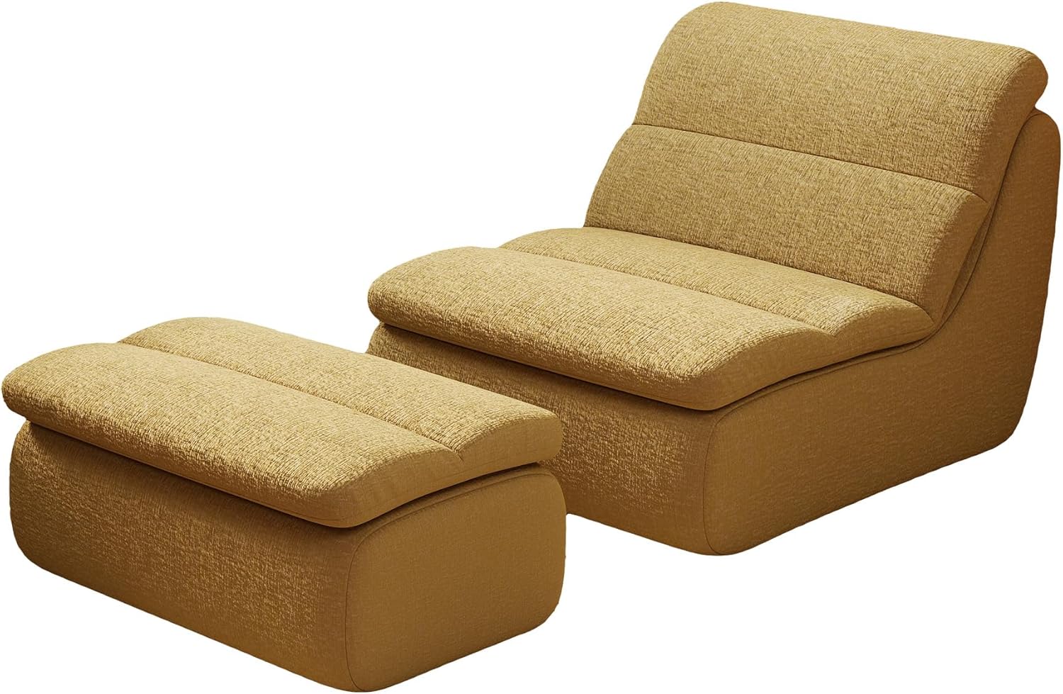 Bean Bag Chairs, Chaise Lounge with Pillow Back Support, Futon from Lounge Chair with Ottoman for Living Room, Bedroom, Dorm & Guest,Khaki