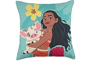 Cute Disney Moana Toddler Blanket with Teal Moana and Pua Throw Pillow
