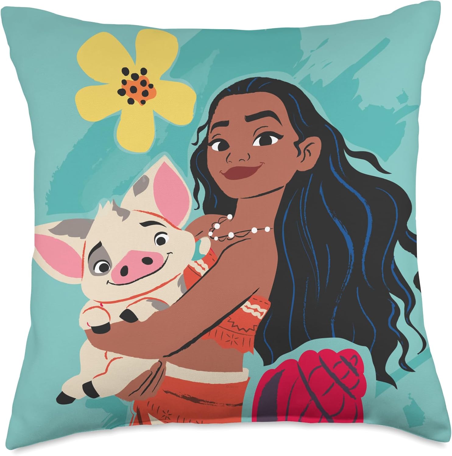 Disney Princess Moana and Pua Teal Throw Pillow