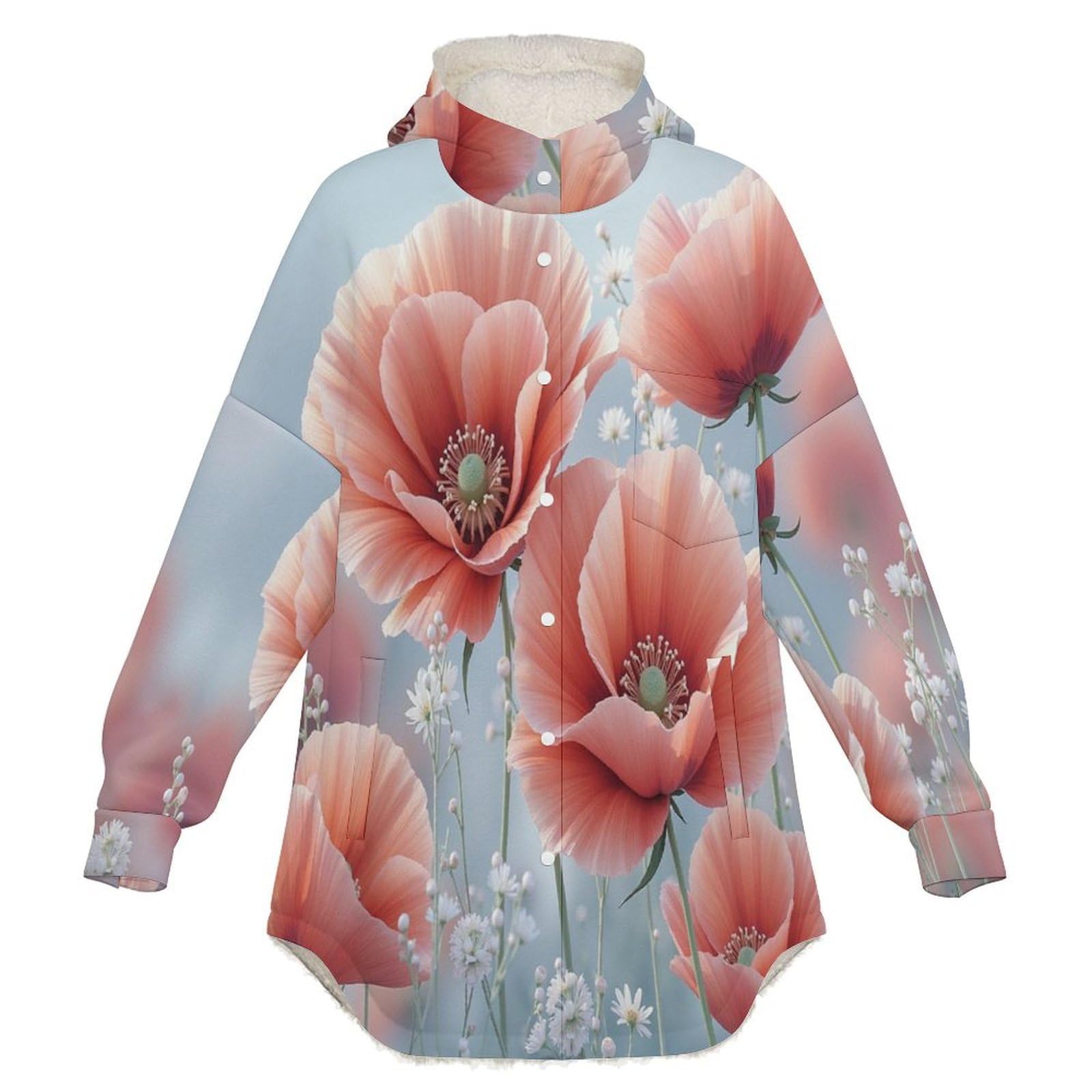 Sudadera Invierno con Capucha de Forro Polar Mujer Amapola Cálido Hoodies a Manga Larga Felpa Sudadera con Bolsillos, Gris