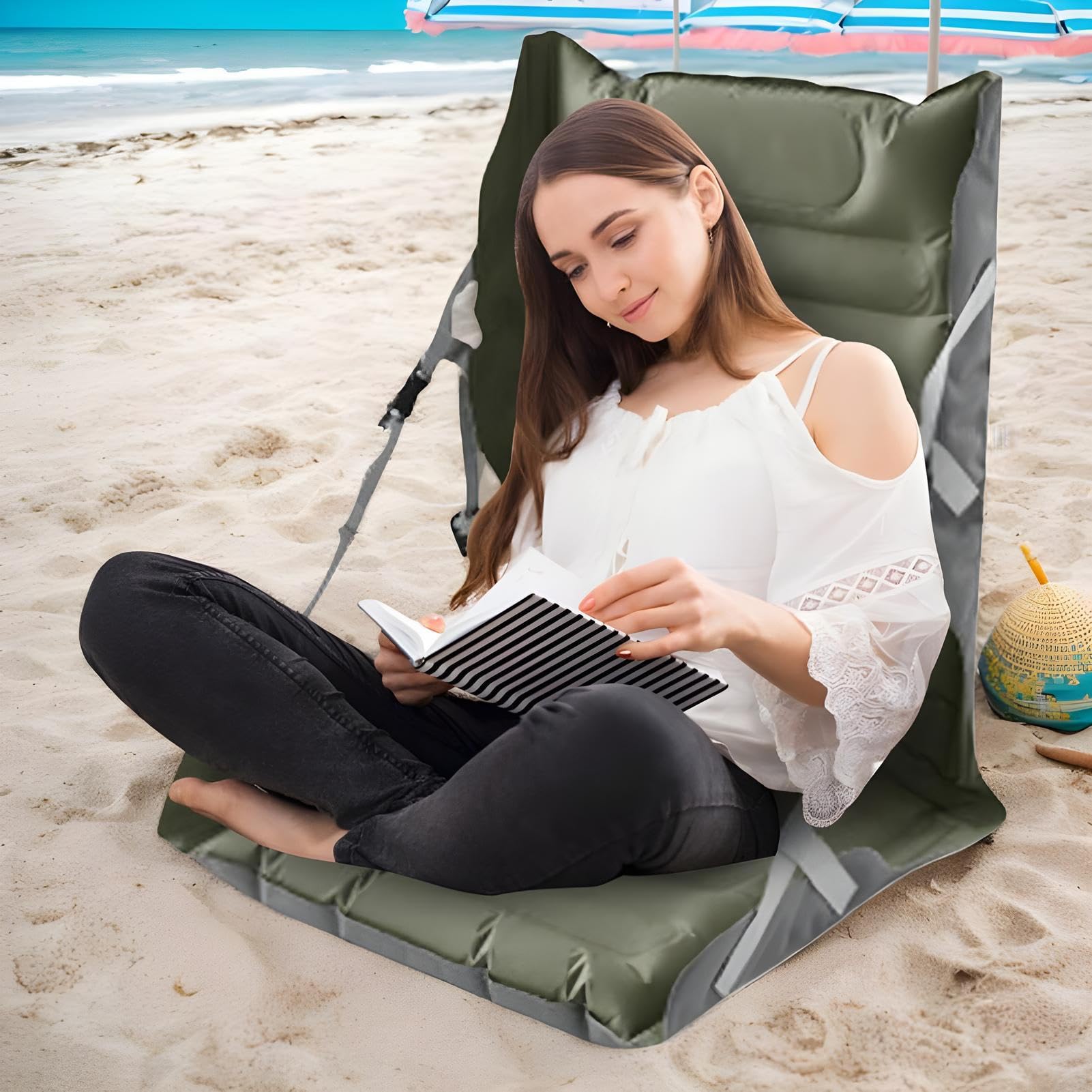 Cuscino Gonfiabile da Viaggio e Sedia Cuscino Portatile per Sedia con | Cuscino Gonfiabile per Stadio per Escursionismo Trekking Spiaggia Sport Stadio Campeggio Pesca Viaggio Outd