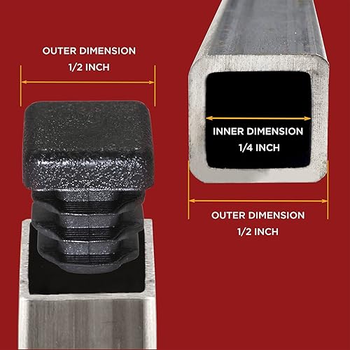 Miniatura 2 de Prescott Plastics Inserto cuadrado de plástico de 0.5 pulgadas (paquete de 50), tapa de extremo negra para tubos de metal, valla, inserto deslizante