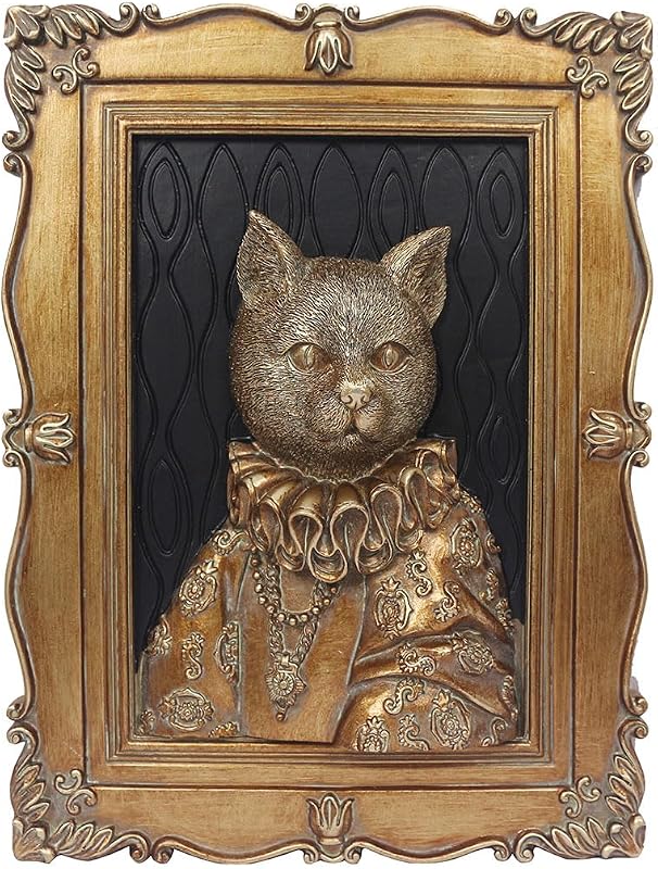 Esvinte Escultura de pared vintage con cabeza de animal, decoración de pared antigua, estatua de arte para sala de estar, oficina, dormitorio, galería, regalo hecho a mano, diseño estético (gato Peeress)