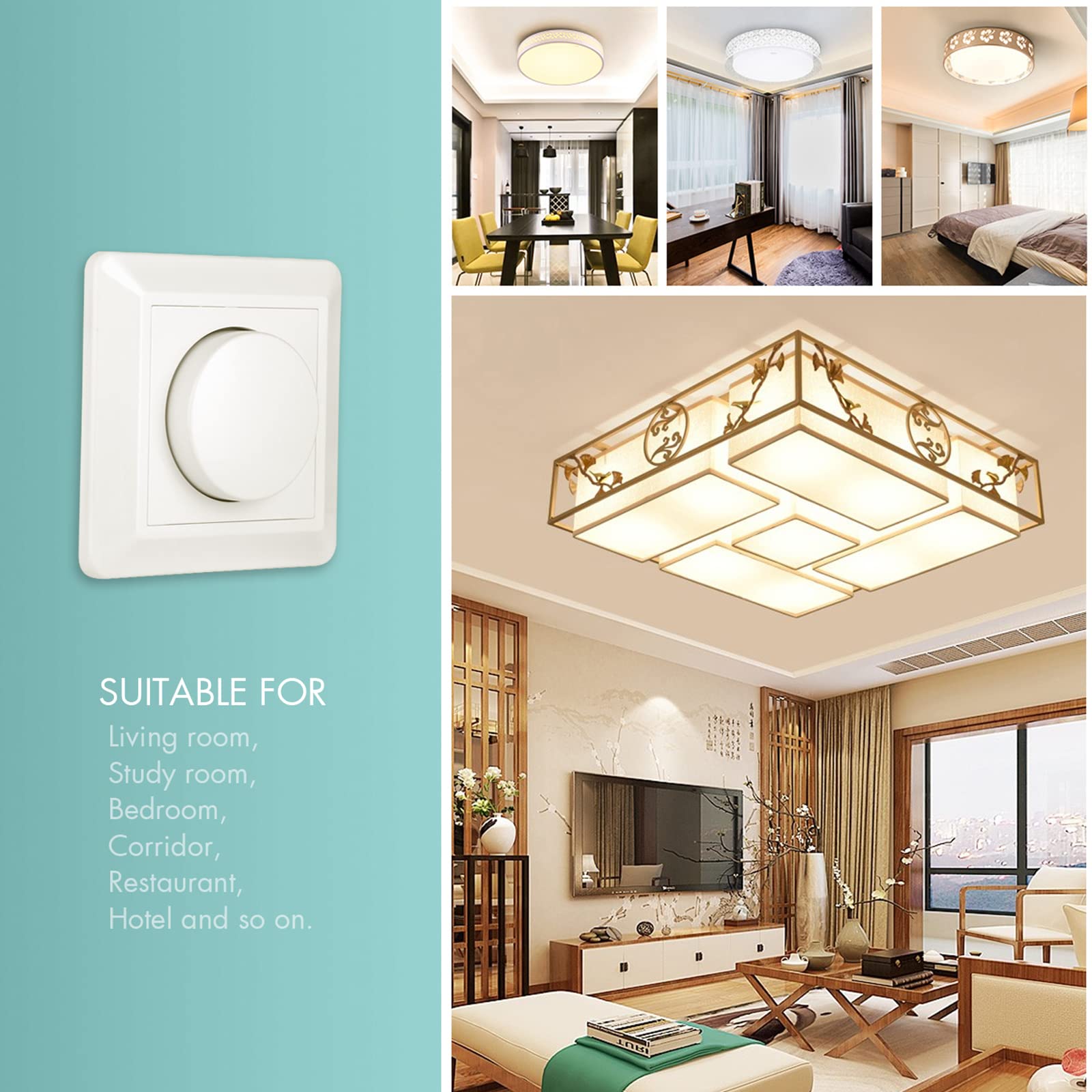 AC 220-240V Interruptores y Dimmers, Dimmer LED para lámparas LED regulables, compatible con 5-200W lámparas incandescentes y halógenas, con función de memoria, crema