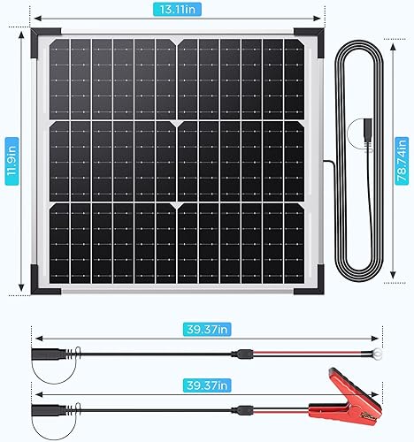 Miniatura 7 de Kit de panel solar de 15 W y 12 V, cargador de batería solar Callsun para mantenimiento de goteo, soporte de montaje ajustable de 360, cargador de