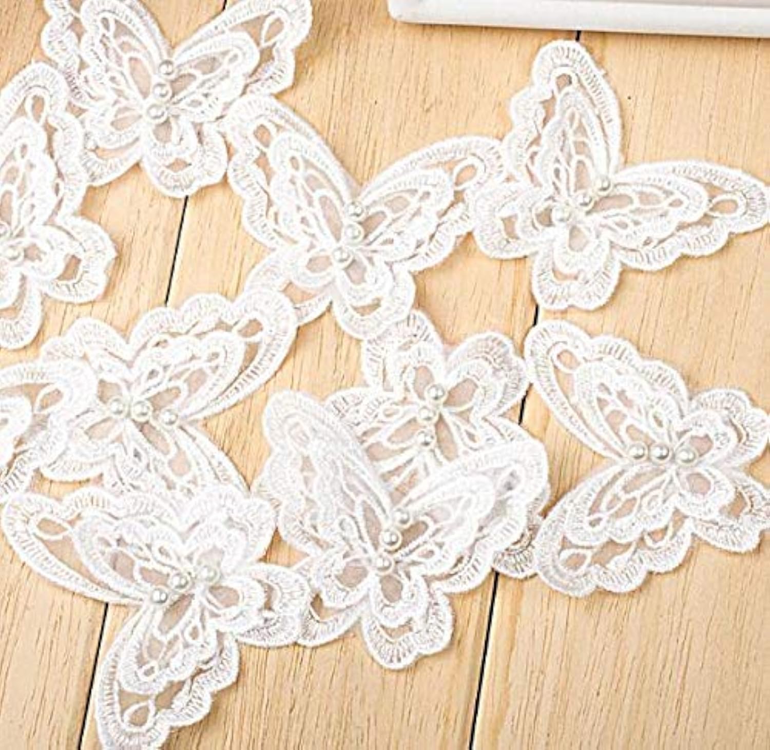 10pcs Butterfly White Lace Flower Applique Mesh Trim for Wedding Dress Garment Accessories Decoration Sew On Lace Fabric