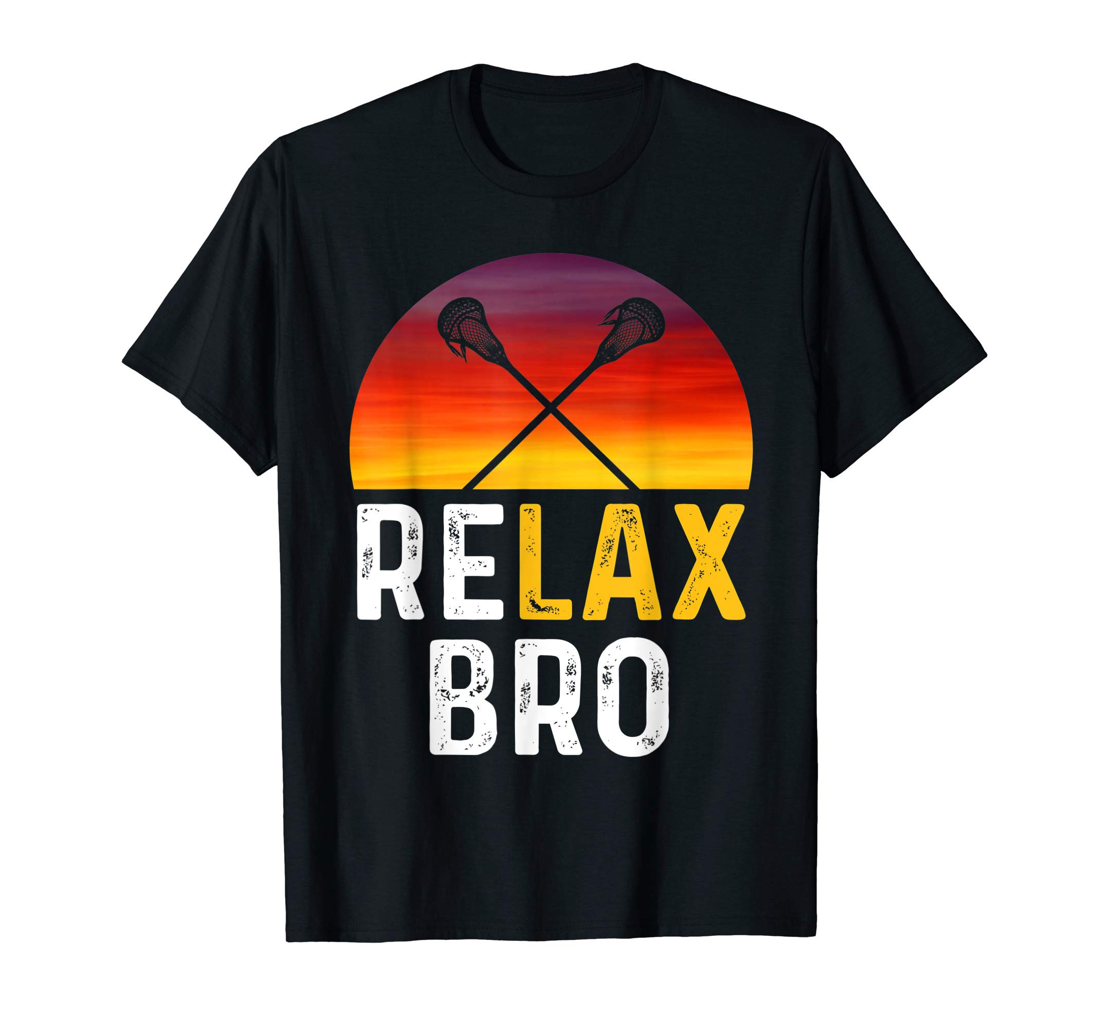 LacrosseRELAX BRO! Vintage Surf Sun Design Lacrosse T-Shirt