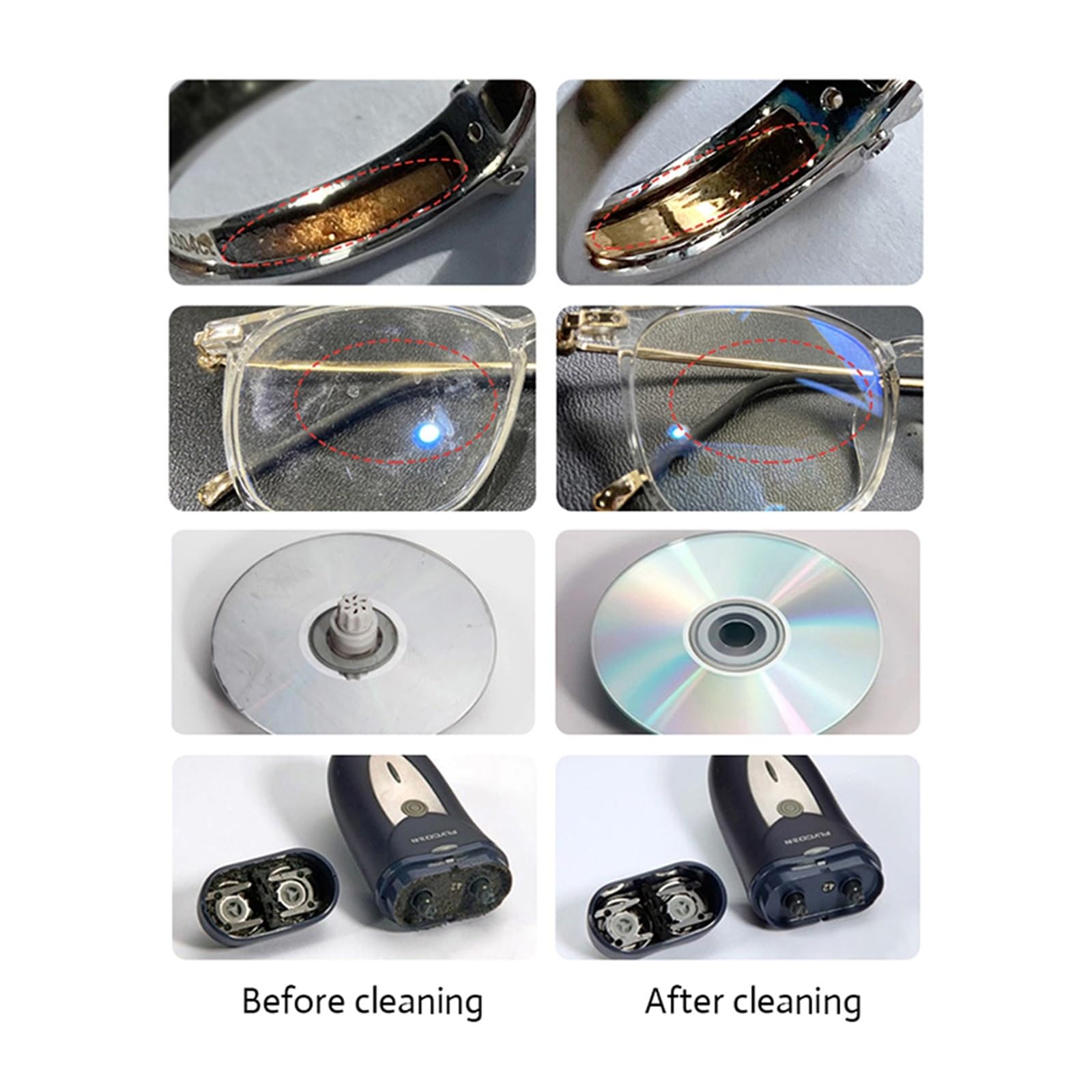 Limpiador ultrasónico 30/50W Baño sonicador 40Kh Desgasificador for Relojes Lentes de Contacto Gafas Dentaduras postizas Dientes Maquillaje eléctrico