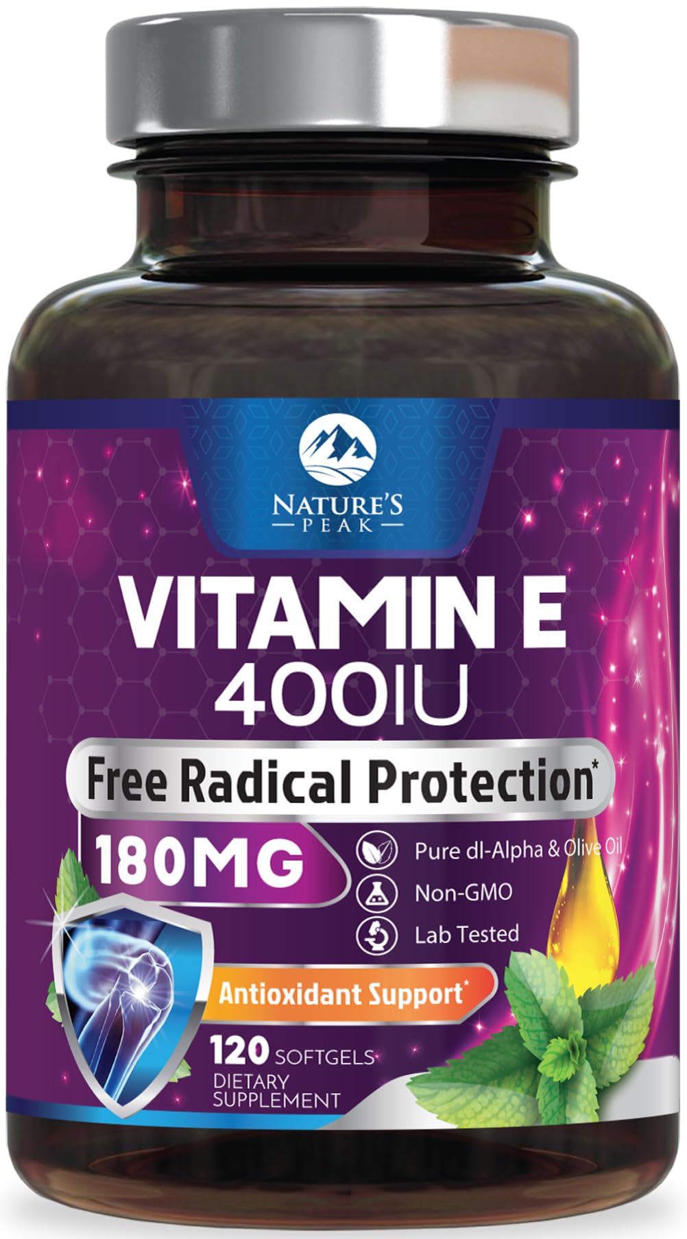 Vitamin E 180 mg (400 IU) Softgels - E Vitamin DL-Alpha, Antioxidant-Rich Dietary Supplement for Skin, Heart, and Immune Support, Bottled USA, Easily Absorbed, Non-GMO & Gluten Free - 120 Softgels 120 Count (Pack of 1)